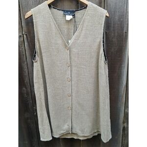VTG 80'CAROLE LITTLE Long Oversized Taupe Lite Minimalist Front Buttons ‎ Nwt